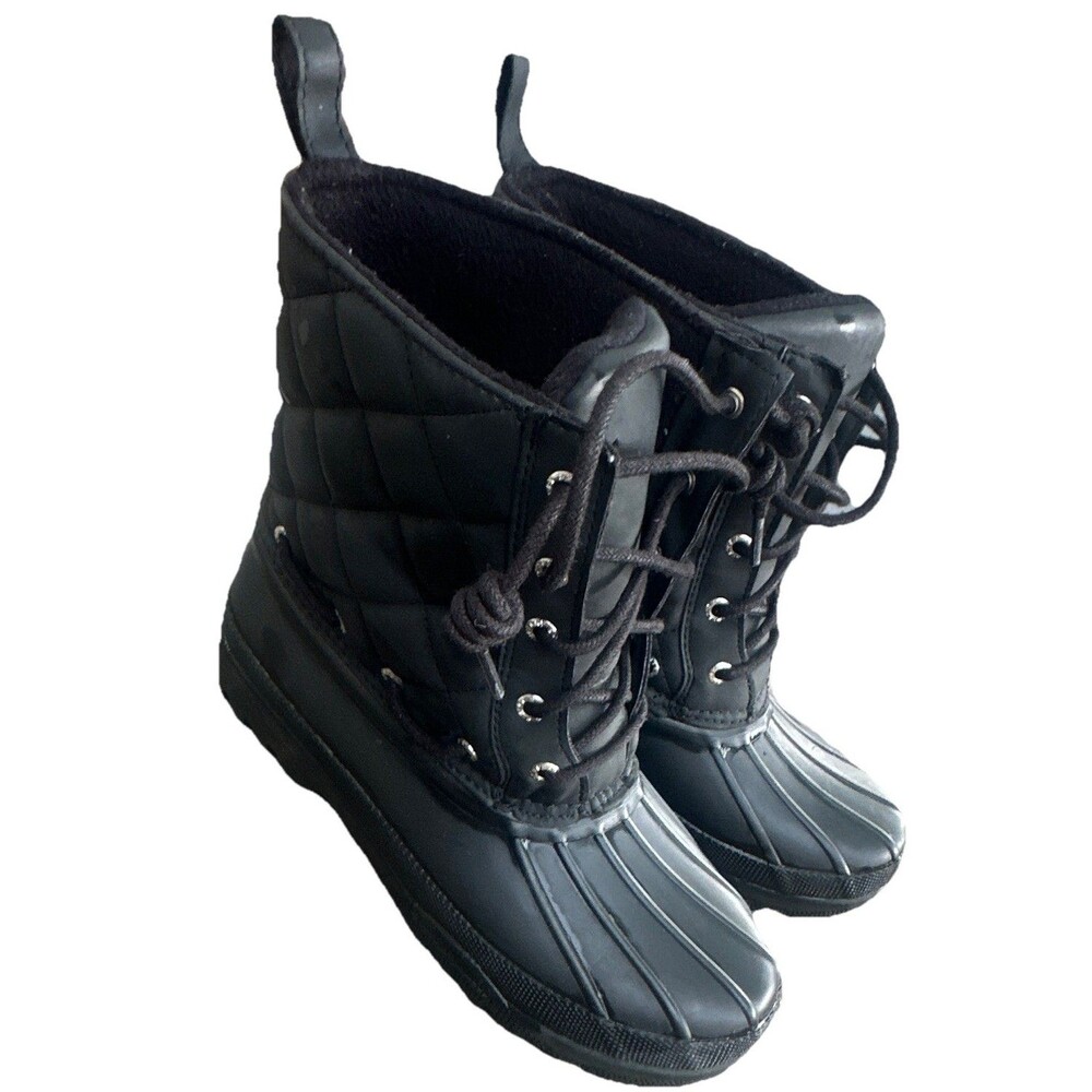 Sperry Saltwater Rain Boots Womens 6 Black Duck Boots Waterproof Lace Up